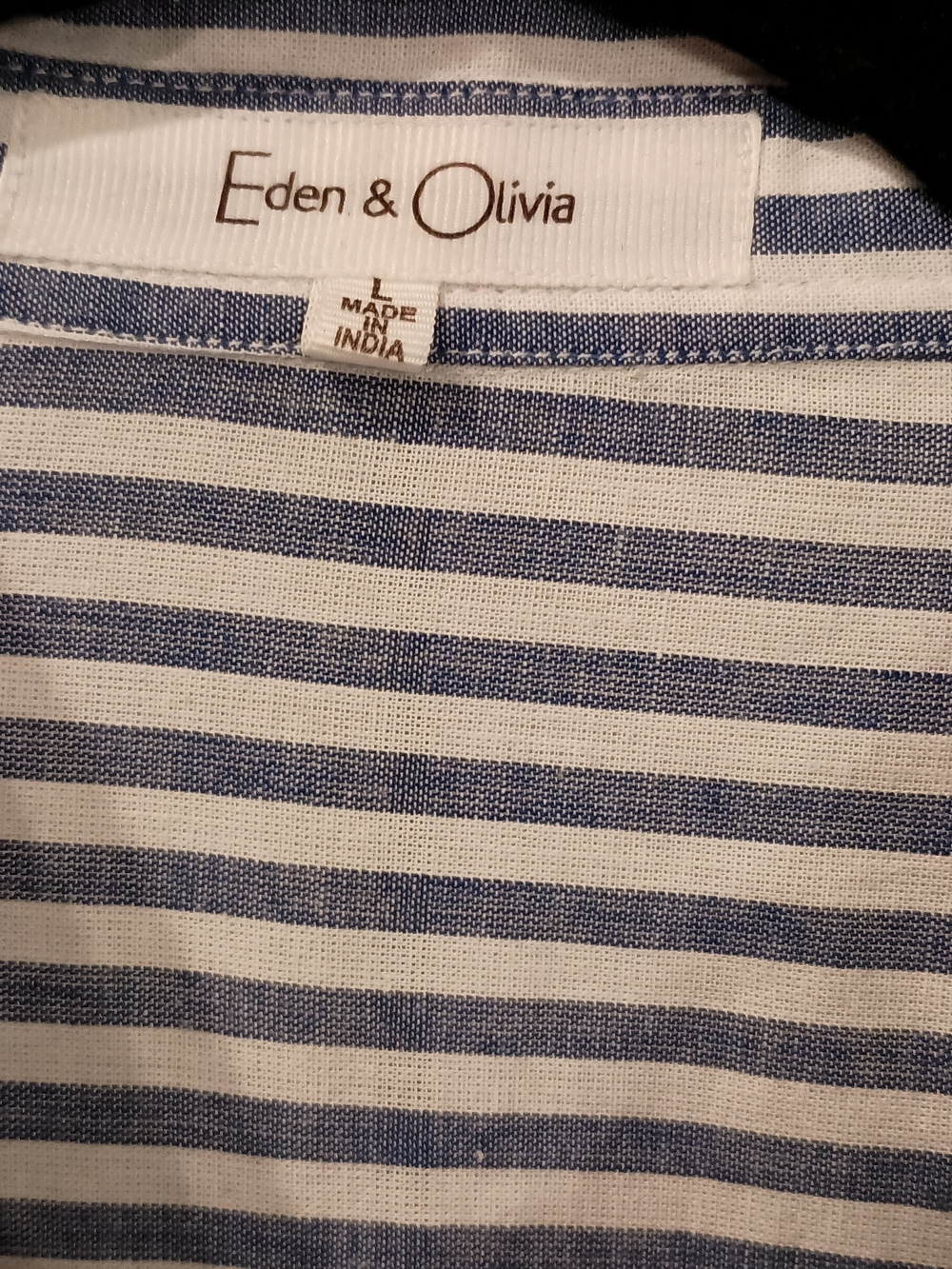 Eden & Olivia Navy and White Striped Button-Down Shirt - Picture 7 of 16